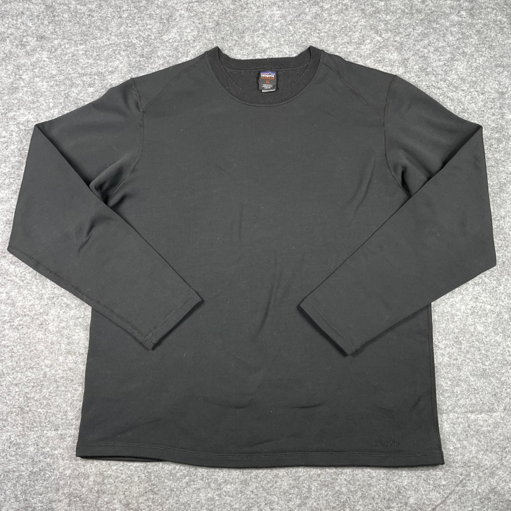 Patagonia Capilene Base Layer Shirt Mens XL Black Crewneck Long Sleeve USA Made